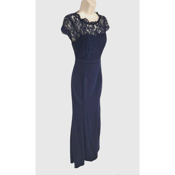 LuLus Hopeful Romantic Hunter Navy Blue Lace Mermaid Maxi Dress Women Size XS BP - Picture 2 of 7